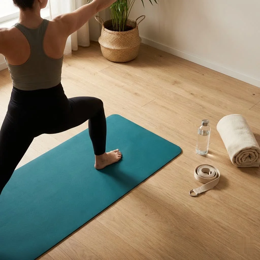 Person doing yoga on a mat
